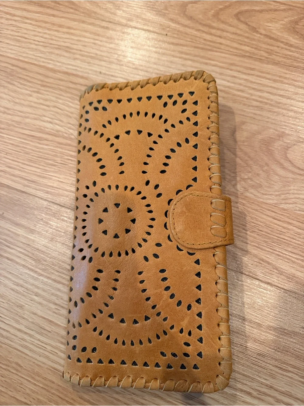 Cleobella Leather-Style Cutout Wallet - Tan
